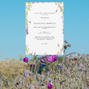 Convite de Casamento com Flores Silvestres em Flor