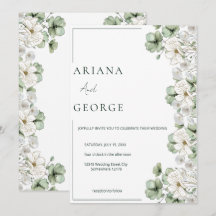Convite de Casamento com Flores Silvestres Minimal