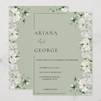 Convite de Casamento com Flores Silvestres Minimal