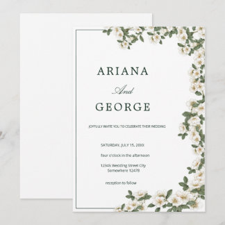 Convite de Casamento com Flores Silvestres Minimal