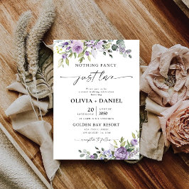 Convite de Casamento com Flores Violetas Romântica