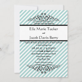 Convite de Casamento com Florescer Listrado Azul C