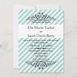 Convite de Casamento com Florescer Listrado Azul C