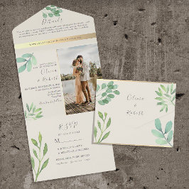 Convite de Casamento com Folhagem de Eucalipto