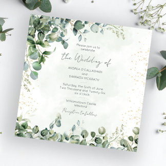 Convite de Casamento com Folhagem de Eucalipto 100