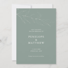 Convite de Casamento com Folhagem Sage Desenho de 