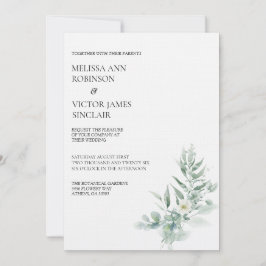Convite de Casamento com Folhagem Verde