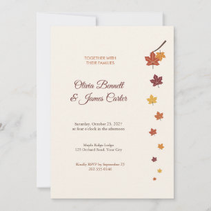 Convite de Casamento com Folhas de Bordo Outonais