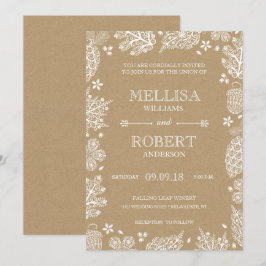 Convite de Casamento com Folhas Delicadas em Papel