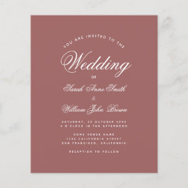 Convite de Casamento com Fonte Script Canela Rosa 