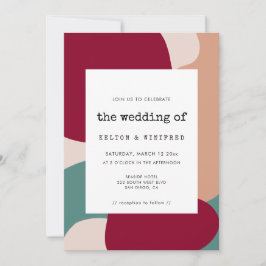 Convite de casamento com formas abstratas modernas
