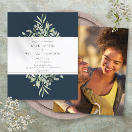 Convite de casamento com foto azul marinho orçamen