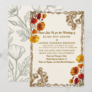 Convite de Casamento com Foto California Poppy Gol