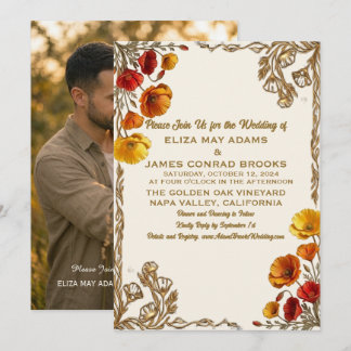 Convite de Casamento com Foto California Poppy Gol