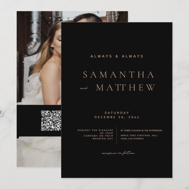 Convite de Casamento com Foto Clássico Moderno (Frente/Verso)