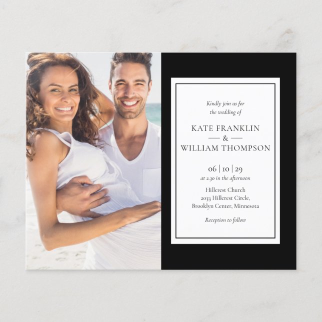 Convite de Casamento com Foto Clássico Orçamento Ú (Frente)