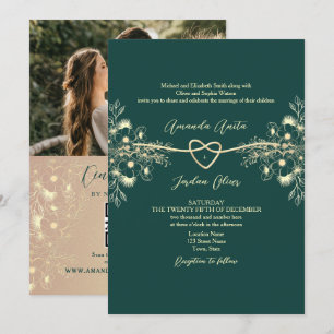 Convite de Casamento com Foto Código QR Esmeralda 
