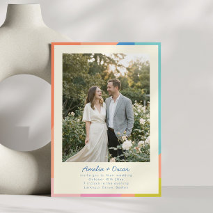 Convite de Casamento com Foto Colorida Moderna Cód