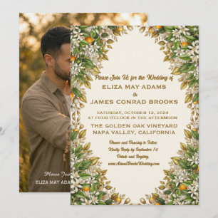 Convite de Casamento com Foto da Flor de Laranjeir