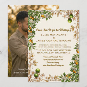 Convite de Casamento com Foto da Flor de Laranjeir
