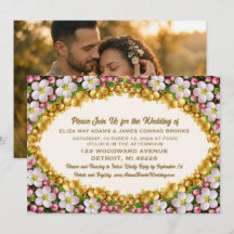 Convite de Casamento com Foto da Flor de Maçã de M
