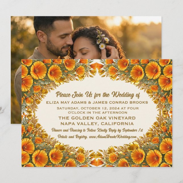 Convite de Casamento com Foto da Papoula da Califó (Frente/Verso)