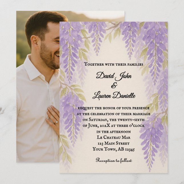 Convite de Casamento com Foto da Wisteria Lane (Frente/Verso)