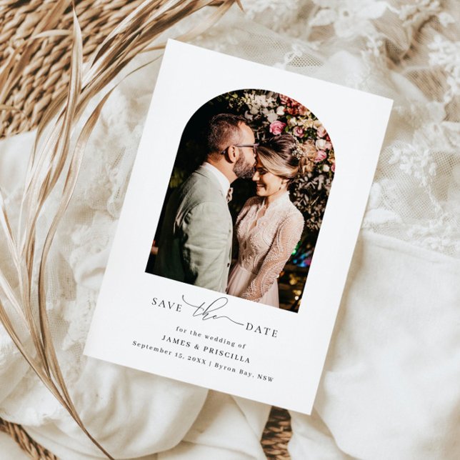 Convite de casamento com foto de arco minimalista (Criador carregado)