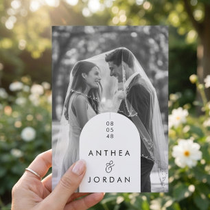 Convite de Casamento com Foto de Arco Preto e Bran