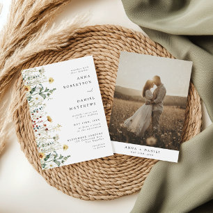 Convite de Casamento com Foto de Campo de Flores S
