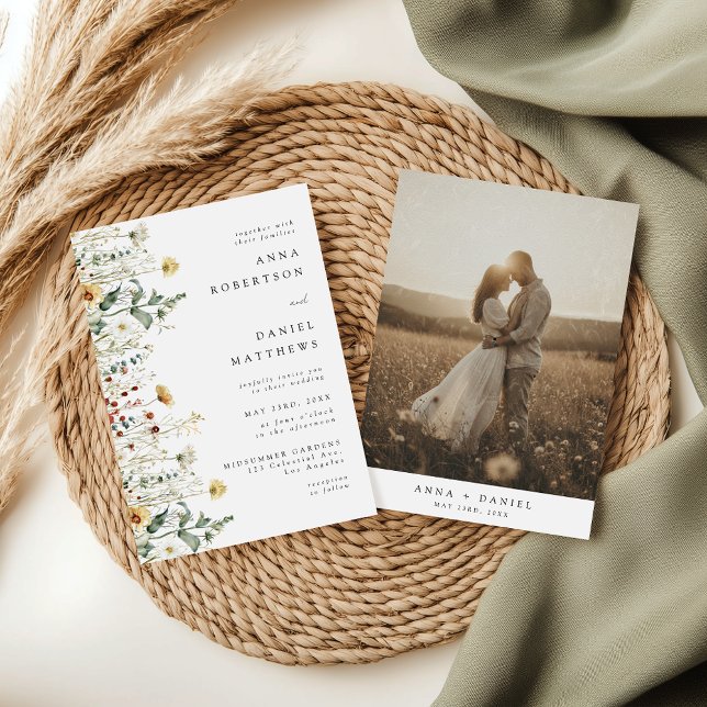 Convite de Casamento com Foto de Campo de Flores S (Criador carregado)