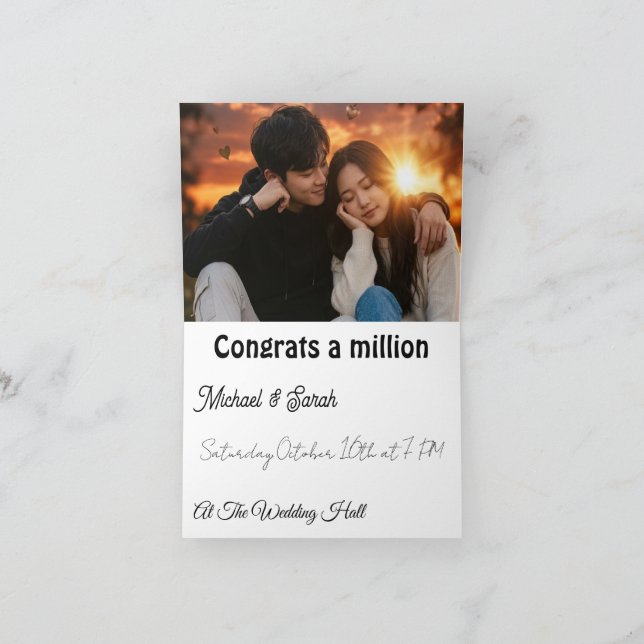 Convite de Casamento com Foto de Casal Romântico (Interior)