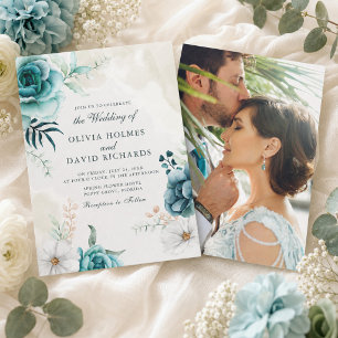 Convite de Casamento com Foto de Flor Silvestre Az