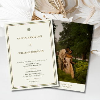 Convite de Casamento com Foto de Fundo de Palma em