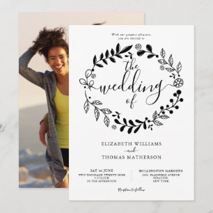 Convite de Casamento com Foto de Grinalda Floral P