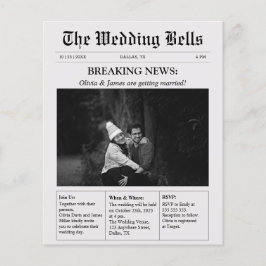 Convite de Casamento com Foto de Jornal Único dent