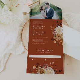 Convite de Casamento com Foto de Outono Tudo em Um