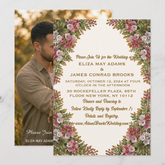 Convite de Casamento com Foto de Pennsylvania Moun (Frente/Verso)