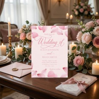 Convite de Casamento com Foto de Pétalas de Rosa R