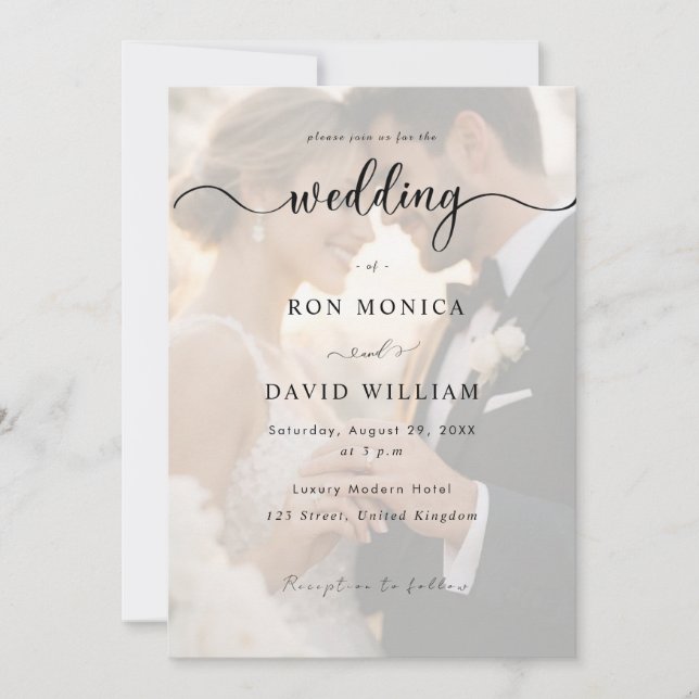 Convite de Casamento com Foto de Sobreposição Míni (Frente)