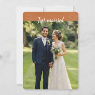 Convite de Casamento com Foto de Sol Rústico e Flo