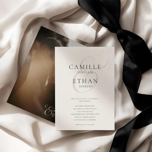 Convite de Casamento com Foto de Tipografia Modern (Modern Typography Photo Wedding Invitation)