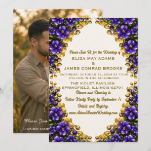 Convite de Casamento com Foto de Violeta Azul de I
