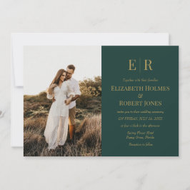 Convite de Casamento com Foto do Casal em Verde Es