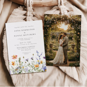 Convite de Casamento com Foto do Jardim de Flores 