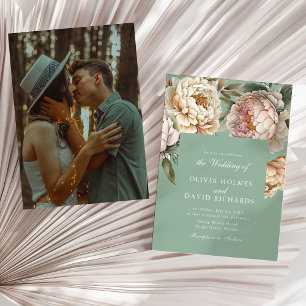 Convite de Casamento com Foto do Jardim de Peônia