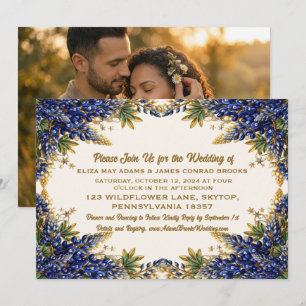 Convite de Casamento com Foto do Texas Bluebonnet