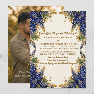 Convite de Casamento com Foto do Texas Bluebonnet