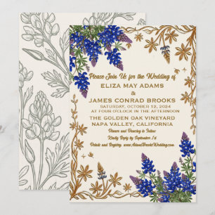 Convite de Casamento com Foto do Texas Bluebonnet
