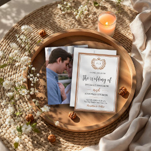 Convite de Casamento com Foto Dourado e Branco Min